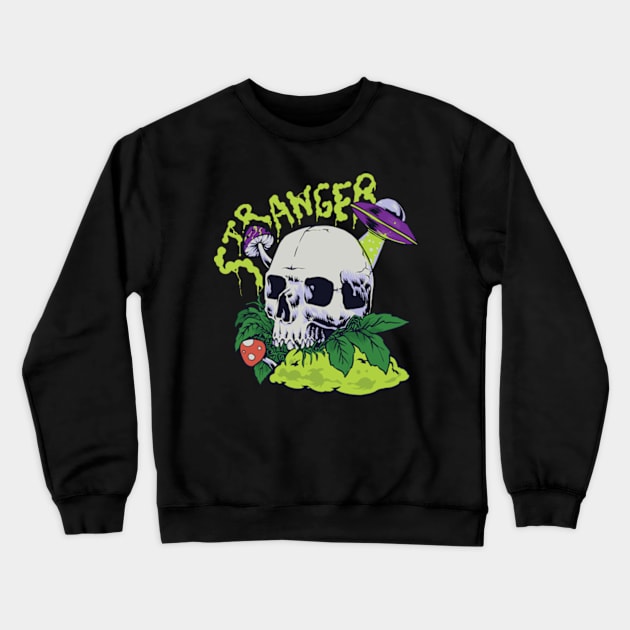 Skull with ufo Stranger Crewneck Sweatshirt by Petko121212